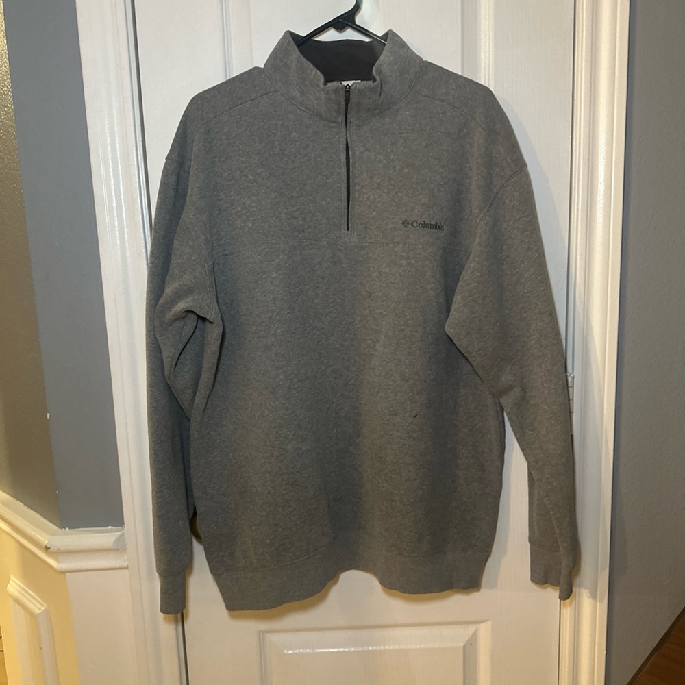 Columbia Sweater Mens XL Long Sleeve 1/4 Zip Pullover Gray Hiking Golf Casual